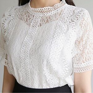 White Cropped Blouse with Peter Pan Collar